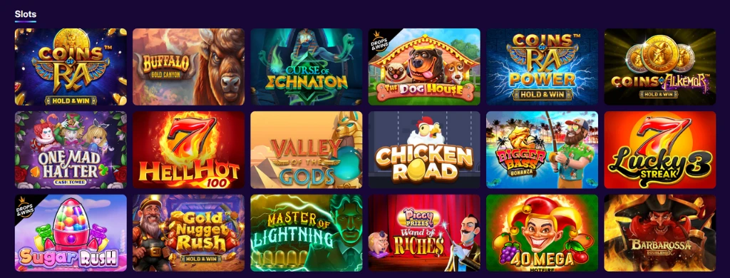 Spiele-Slots auf der Casino-Seite.