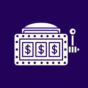 Symbol für das Spielen an einem Spielautomaten mit Dollarzeichen.