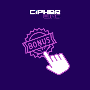 Cipherwins Bonus-Logo mit einem zeigenden Hand-Symbol.