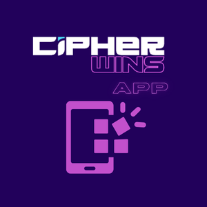 Ein Smartphone-Symbol mit dem Text „App“ unter dem Cipherwins-Logo.